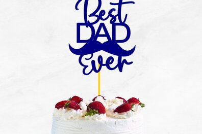 Σετ των 2 Intra απο ξύλο plywood 3mm-4mm πάχος Το καλύτερο Dad Ever Cake Topper Mustache Δίασταση 15x15 cm INTRAFABR-67730482