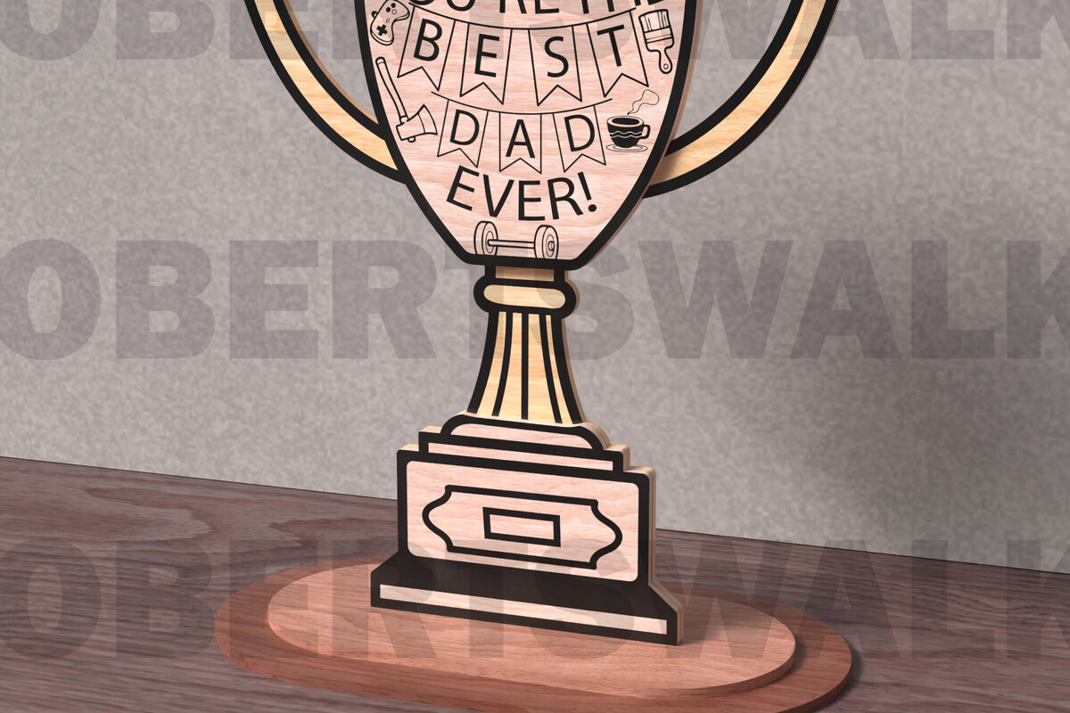 Σετ των 3 Intra απο ξύλο plywood 3mm-4mm πάχος Το καλύτερο Dad Ever Cut με λέιζερ Δίασταση 4x4 cm INTRAFABR-122115855