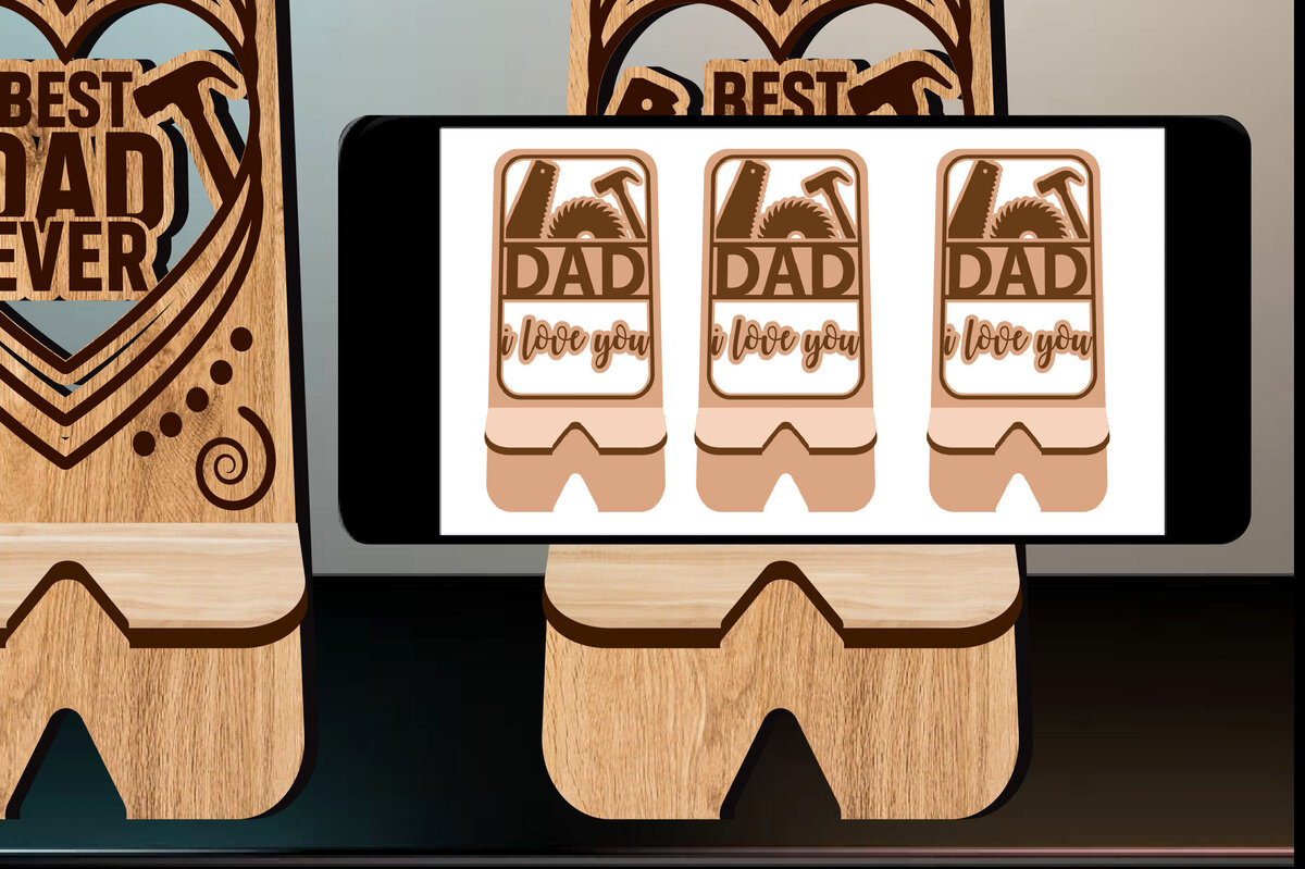 Intra απο ξύλο plywood 3mm-4mm πάχος Το καλύτερο Dad Ever Phone Stand Δίασταση 15x15 cm INTRAFABR-71528521