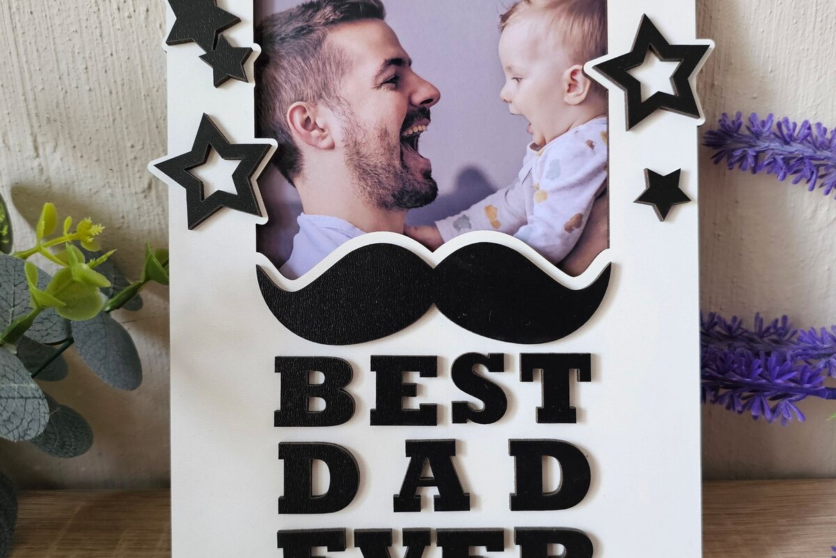 Σετ των 3 Intra απο ξύλο plywood 3mm-4mm πάχος Το καλύτερο Dad Ever Photo Frame | του πατέρα Δίασταση 4x4 cm INTRAFABR-118834647