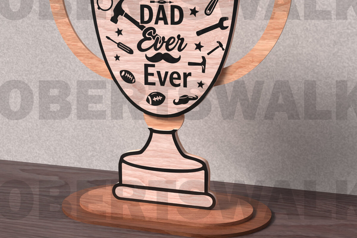 Σετ των 3 Intra απο ξύλο plywood 3mm-4mm πάχος Το καλύτερο τρόπαιο μπαμπά ποτέ Δίασταση 4x4 cm INTRAFABR-122013771