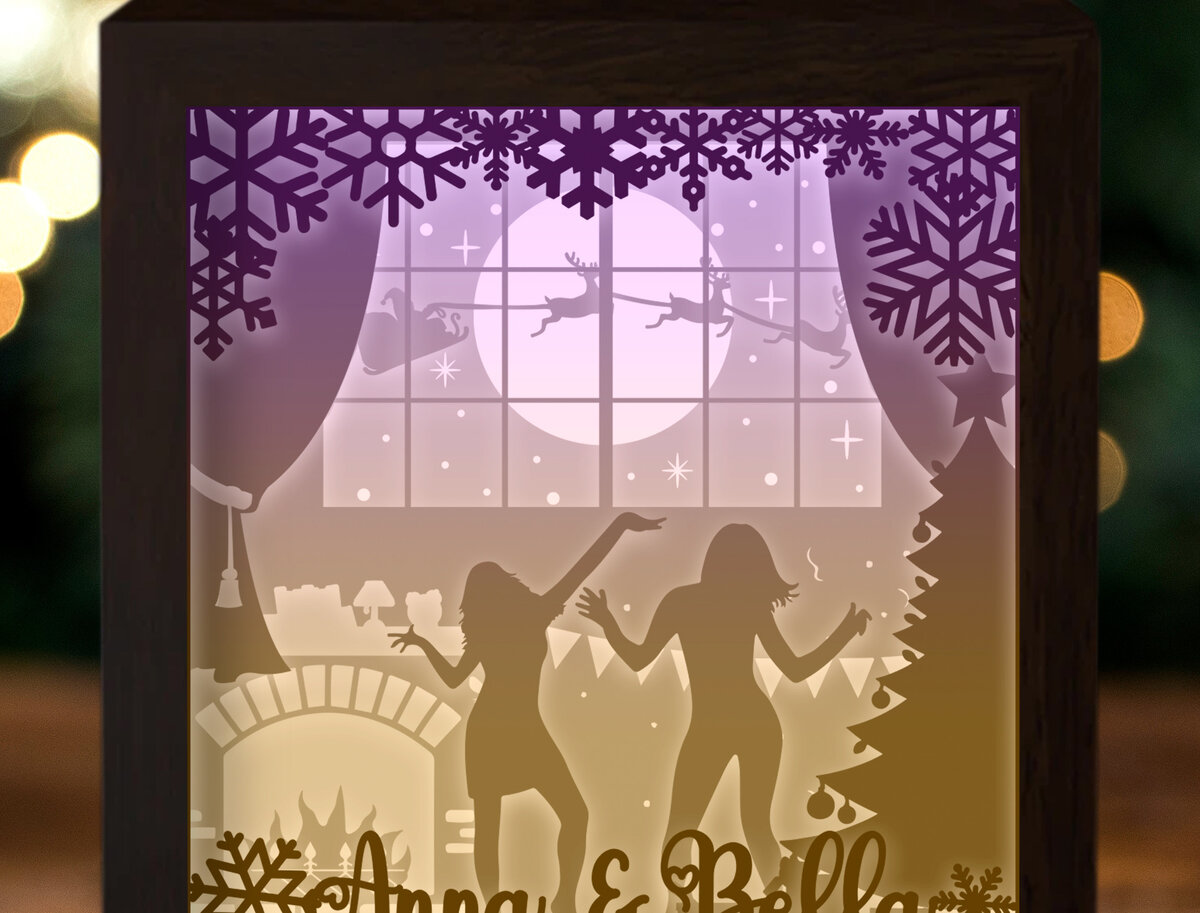 Σετ των 3 Intra απο ξύλο plywood 3mm-4mm πάχος Χριστουγεννιάτικη γιορτή των καλύτερων φίλων Δίασταση 8x8 cm INTRAFABR-26108192