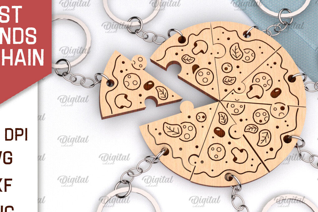 Σετ των 3 Intra απο ξύλο plywood 3mm-4mm πάχος με μπρελόκ Best Friends Δίασταση 6x6 cm INTRAFABR-104621186