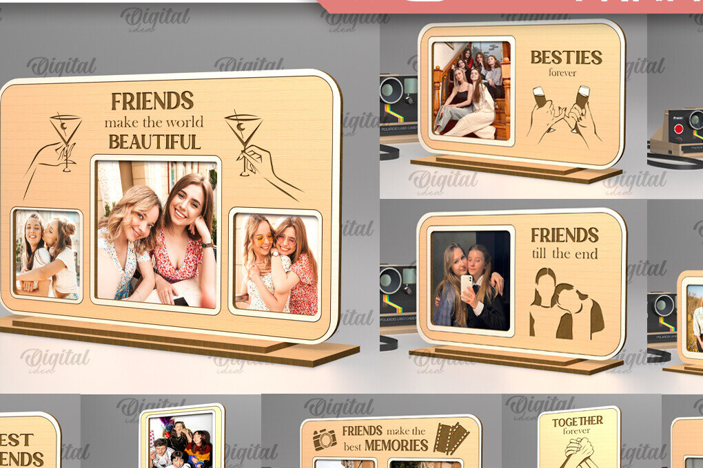 Intra απο ξύλο plywood 3mm-4mm πάχος λέιζερ κορνίζες Best Friends Δίασταση 20x30 cm INTRAFABR-97715311