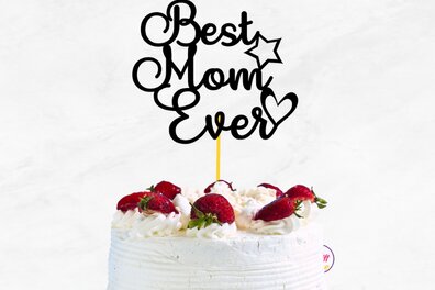 Σετ των 2 Intra απο ξύλο plywood 3mm-4mm πάχος Το καλύτερο Mom Ever Cake Topper Δίασταση 15x15 cm INTRAFABR-67479143