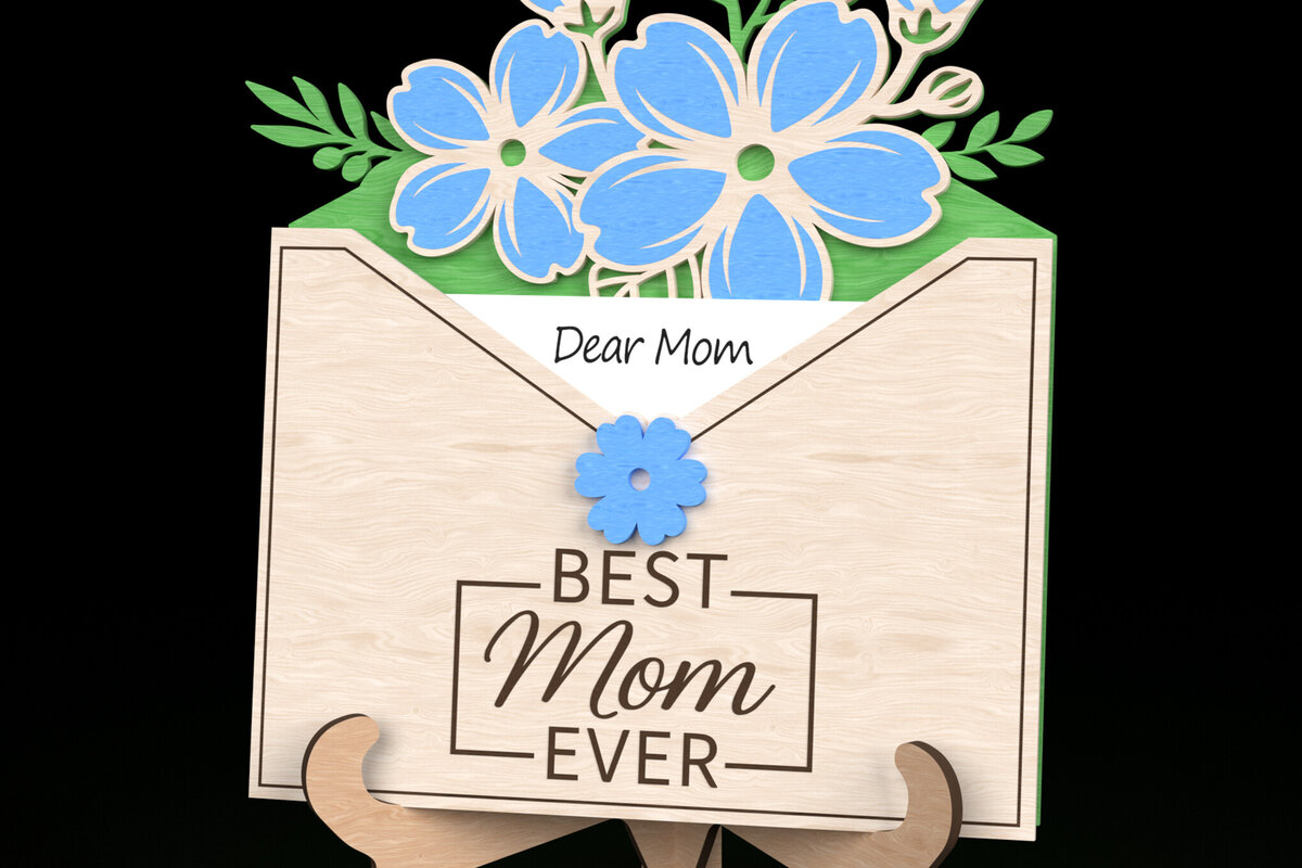 Intra απο ξύλο plywood 3mm-4mm πάχος Καλύτερη μαμά ποτέ λουλουδάτο σημάδι φακέλου Δίασταση 30x20 cm INTRAFABR-119418762