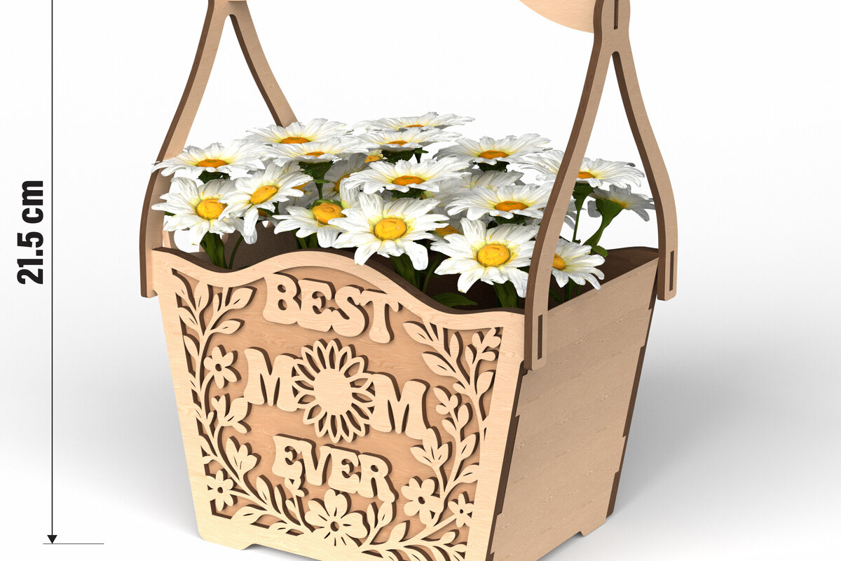 Intra απο ξύλο plywood 3mm-4mm πάχος Καλύτερη μαμά ποτέ καλάθι λουλουδιών Δίασταση 30x20 cm INTRAFABR-119795525