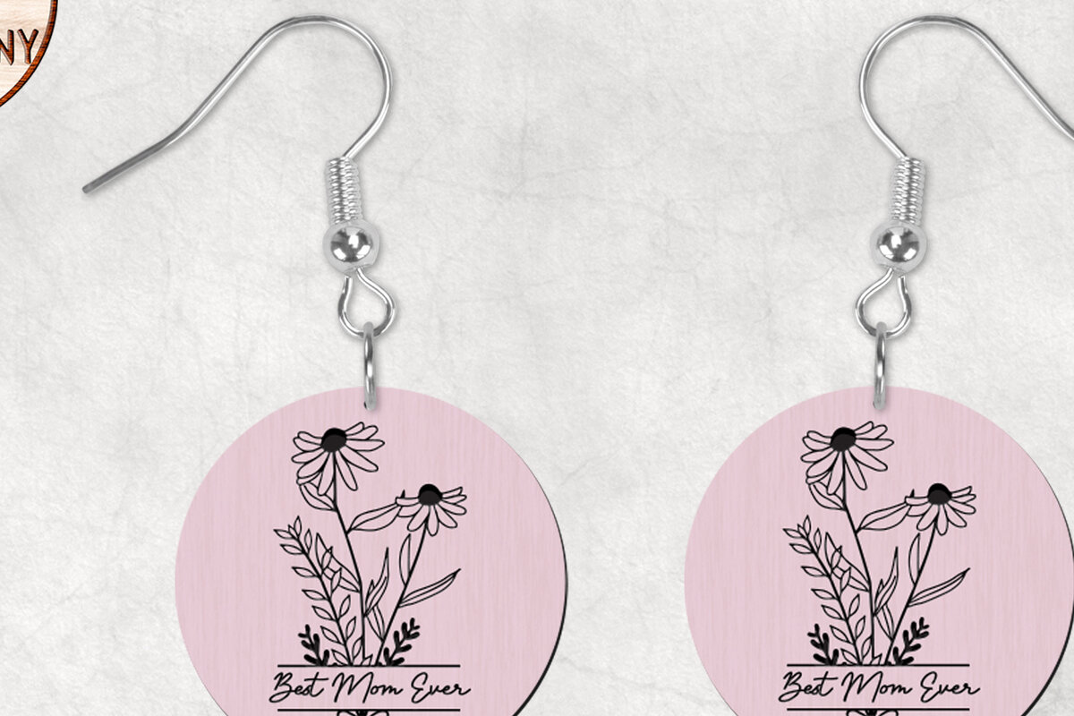 Σετ των 3 Intra απο ξύλο plywood 3mm-4mm πάχος Τα καλύτερα Mom Ever Flower Boho σκουλαρίκια Δίασταση 4x4 cm INTRAFABR-27695308