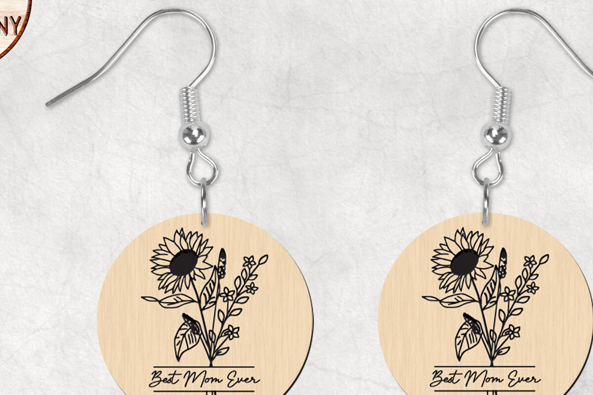 Σετ των 3 Intra απο ξύλο plywood 3mm-4mm πάχος Τα καλύτερα Mom Ever Flower Boho σκουλαρίκια Δίασταση 4x4 cm INTRAFABR-27695726