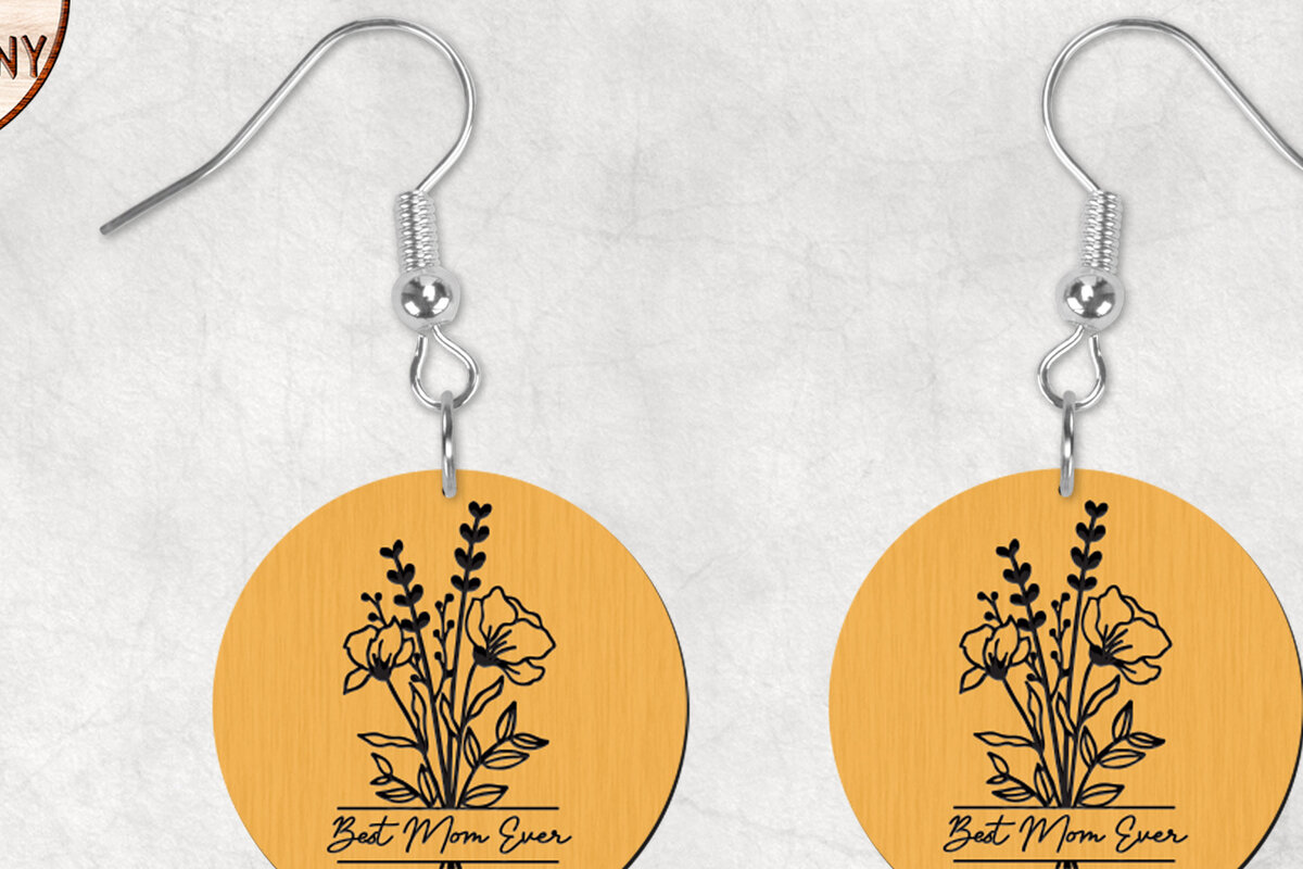 Σετ των 3 Intra απο ξύλο plywood 3mm-4mm πάχος Τα καλύτερα Mom Ever Flower Boho σκουλαρίκια Δίασταση 4x4 cm INTRAFABR-27693932