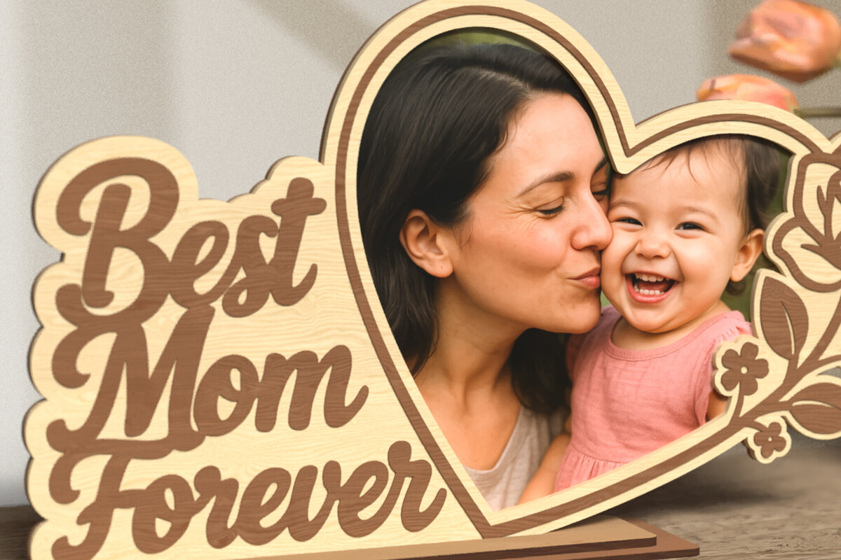 Intra απο ξύλο plywood 3mm-4mm πάχος Best Mom Forever – Heart Frame Δίασταση 20x30 cm INTRAFABR-120588568