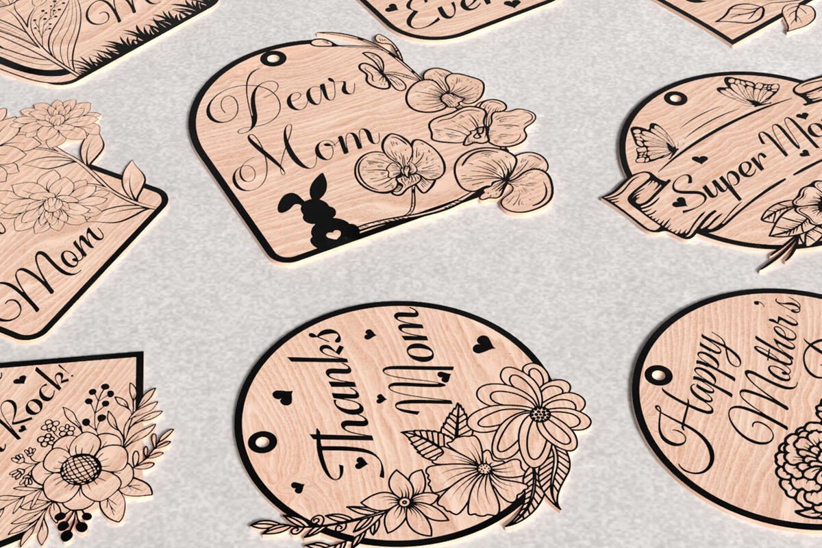 Σετ των 2 Intra απο ξύλο plywood 3mm-4mm πάχος Το καλύτερο γραφικό δέσμης με λέιζερ μαμάς Δίασταση 15x15 cm INTRAFABR-119676718