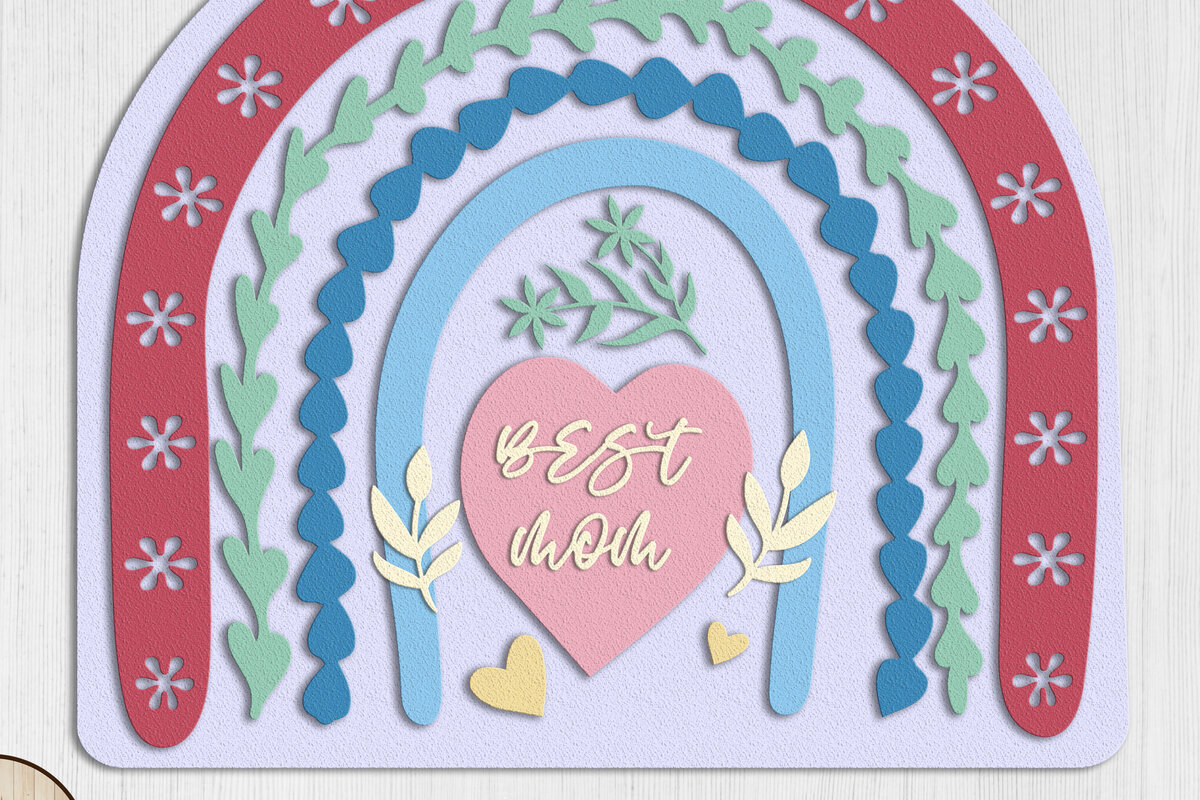 Intra απο ξύλο plywood 3mm-4mm πάχος Best Mom, Διακοσμητικό πάνελ τοίχου Rainbow Δίασταση 30x20 cm INTRAFABR-100084250