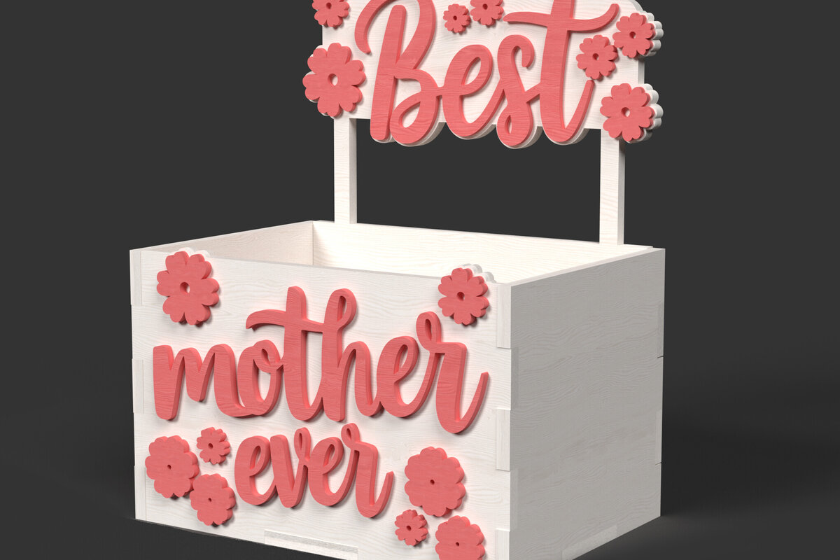 Σετ των 3 Intra απο ξύλο plywood 3mm-4mm πάχος Το καλύτερο Mother Ever Gift Box Δίασταση 10x10 cm INTRAFABR-119662469