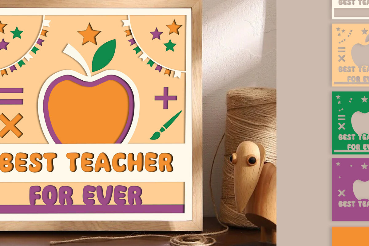 Σετ των 2 Intra απο ξύλο plywood 3mm-4mm πάχος Ο καλύτερος δάσκαλος ποτέ 3D Shadow Box Δίασταση 20x30 cm INTRAFABR-104000401