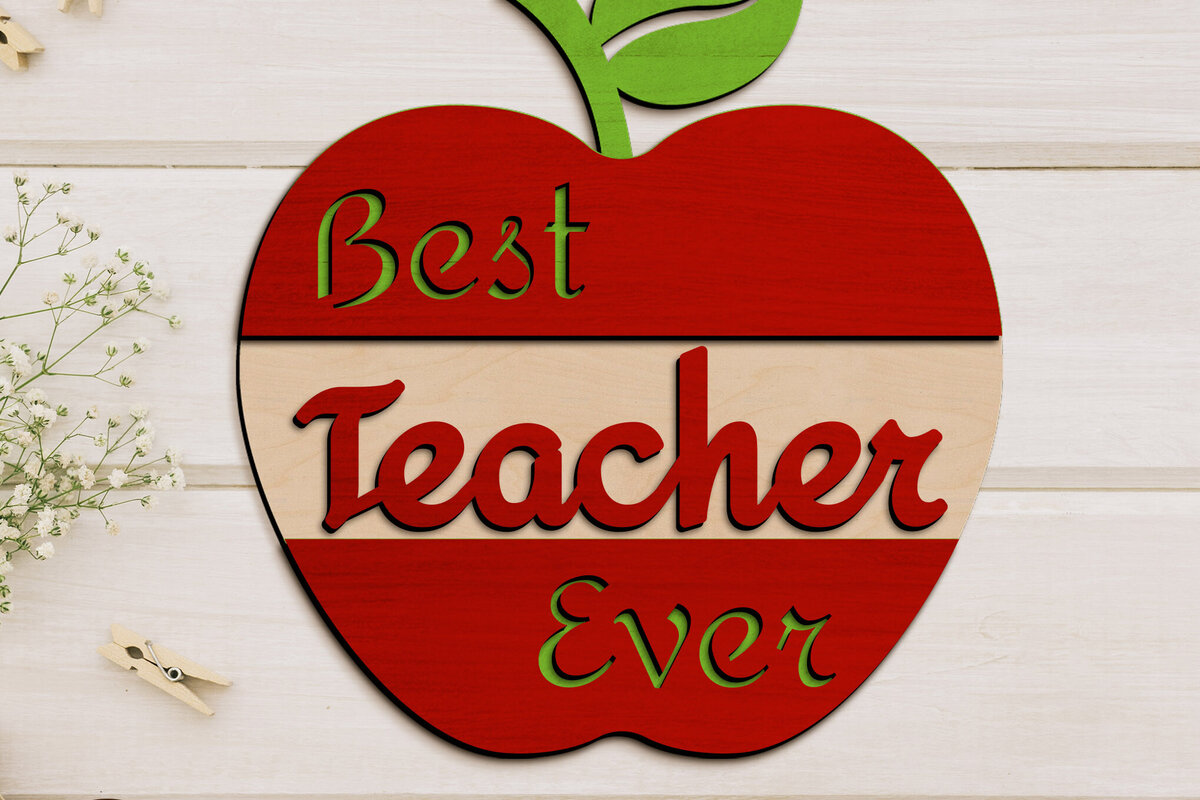 Intra απο ξύλο plywood 3mm-4mm πάχος Best Teacher Ever Decorative Cut File Δίασταση 30x20 cm INTRAFABR-96358947