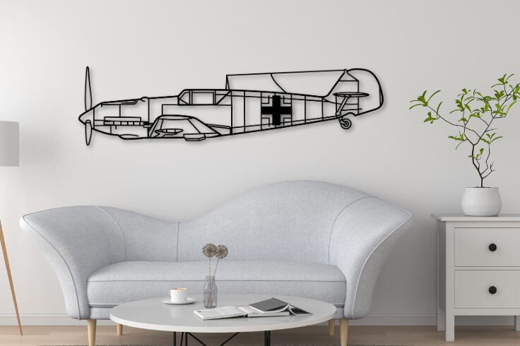 Σετ των 2 Intra απο ξύλο plywood 3mm-4mm πάχος BF109 Aircraft Silhouette, Aviation Δίασταση 15x15 cm INTRAFABR-110397796
