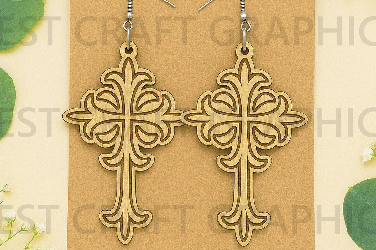 Σετ των 3 Intra απο ξύλο plywood 3mm-4mm πάχος Σκουλαρίκια σταυρού στίχου της Βίβλου Δίασταση 3x3 cm INTRAFABR-124682499