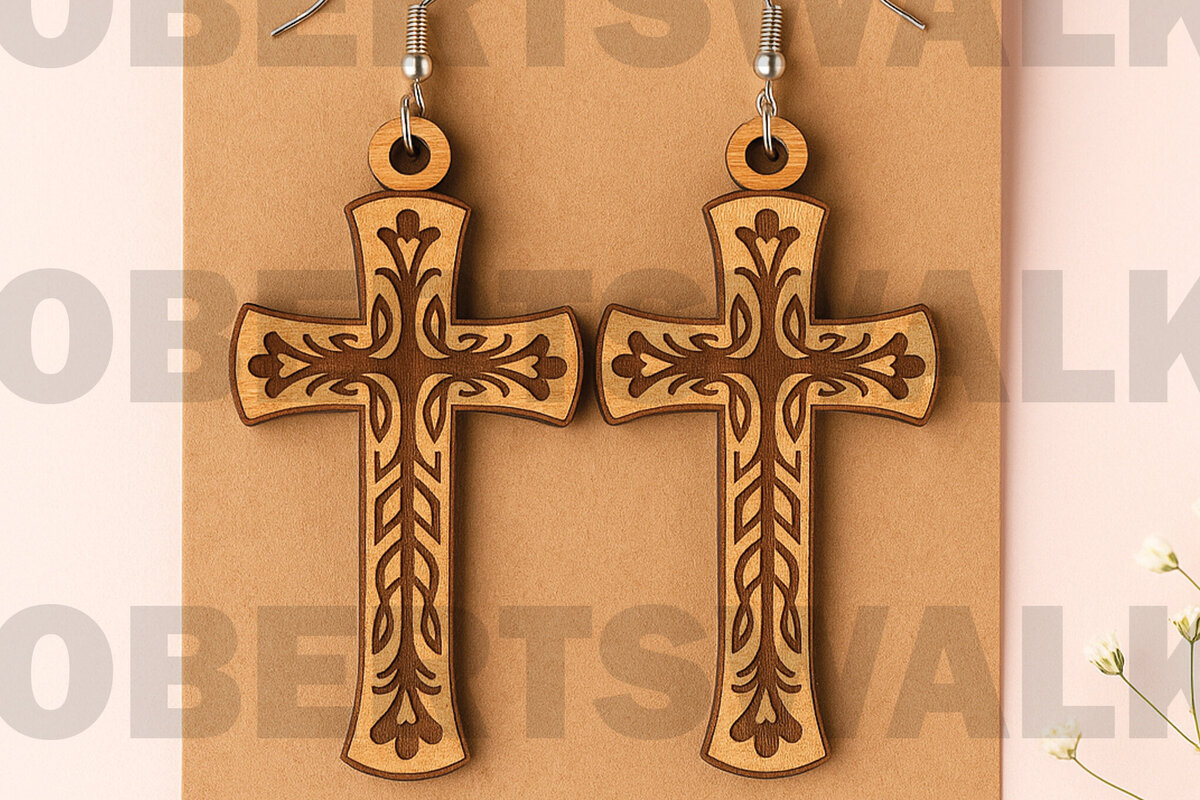 Σετ των 3 Intra απο ξύλο plywood 3mm-4mm πάχος κομμένο με Σκουλαρίκια Βίβλου Δίασταση 3x3 cm INTRAFABR-124683439