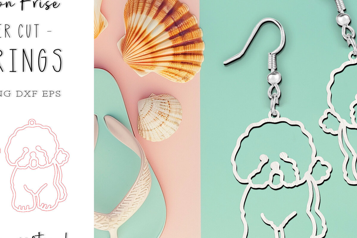 Σετ των 3 Intra απο ξύλο plywood 3mm-4mm πάχος κοπής με λέιζερ Bichon Frize Dog Earrings Δίασταση 1x1 cm INTRAFABR-119310466