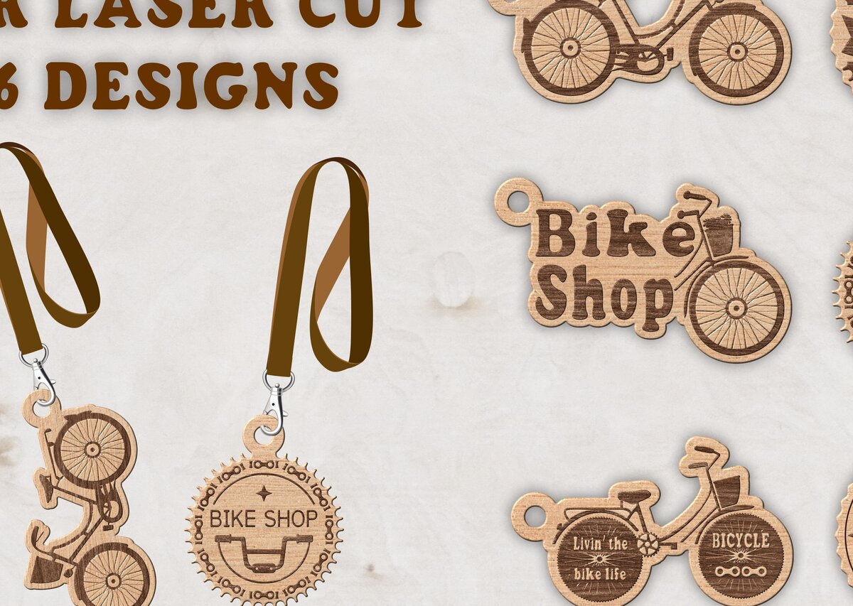 Σετ των 3 Intra απο ξύλο plywood 3mm-4mm πάχος Μπρελόκ ποδηλάτου για Δίασταση 2x2 cm INTRAFABR-99846116