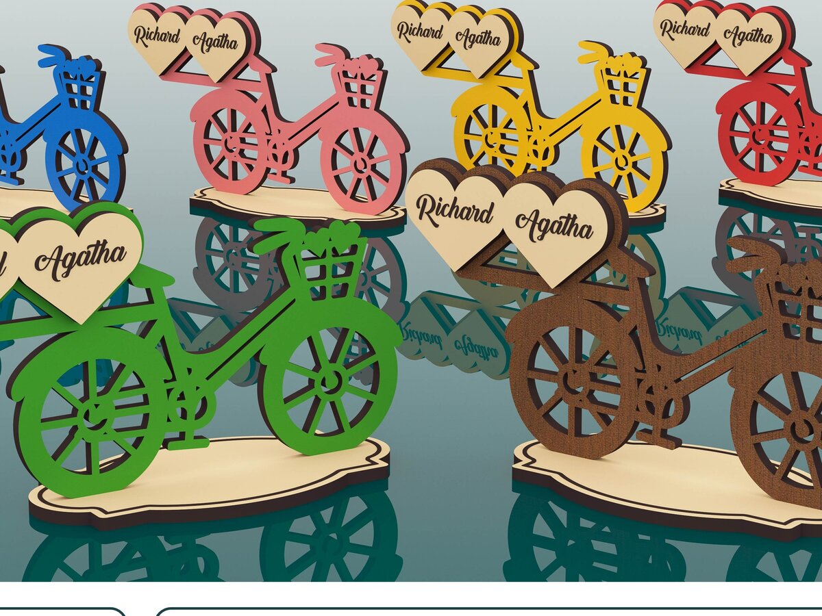 Σετ των 2 Intra απο ξύλο plywood 3mm-4mm πάχος Cut  Bicycle Δίασταση 15x15 cm INTRAFABR-65732835