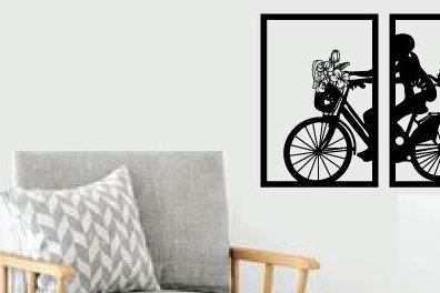 Intra απο ξύλο plywood 3mm-4mm πάχος κοπής με λέιζερ μεταλλικού τοίχου Bicycly Δίασταση 40x40 cm INTRAFABR-79015325