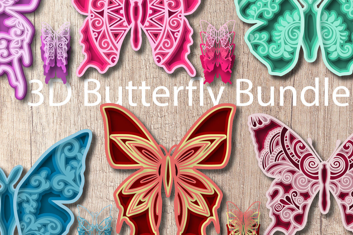 Σετ των 2 Intra απο ξύλο plywood 3mm-4mm πάχος Big Butterfly Floral Multilayer Δίασταση 25x25 cm INTRAFABR-26761784