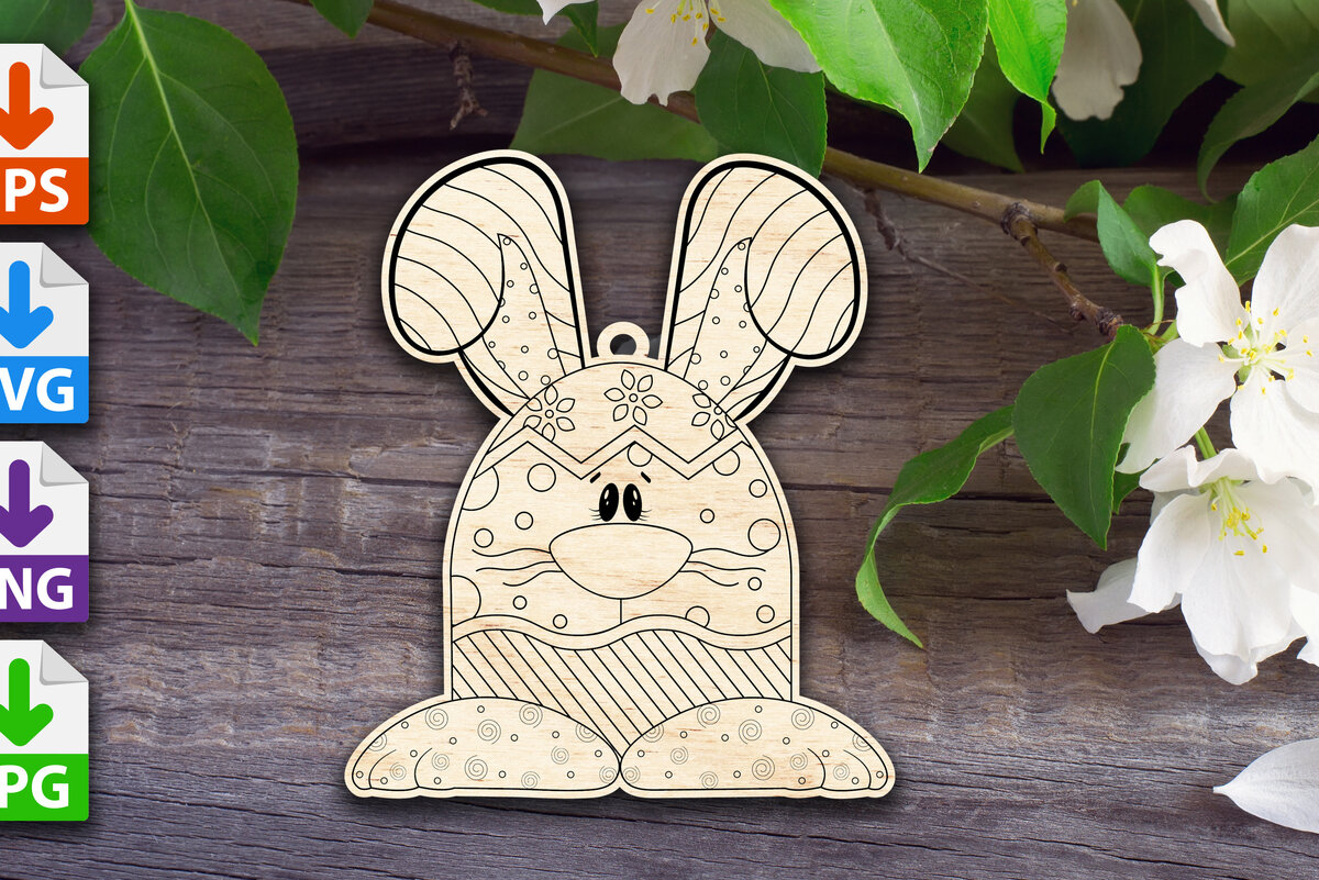 Σετ των 2 Intra απο ξύλο plywood 3mm-4mm πάχος Μεγαλοπόδαρο Πασχαλινό Λαγουδάκι Δίασταση 15x15 cm INTRAFABR-58806403