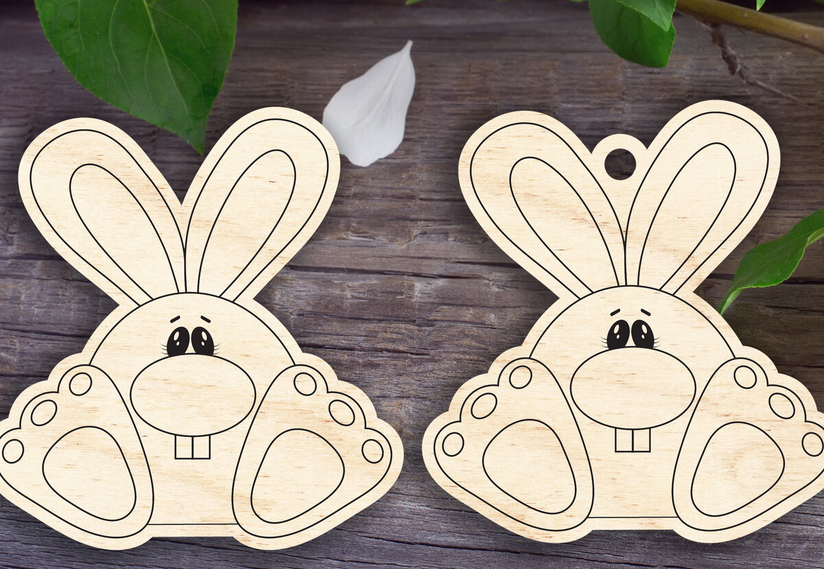 Σετ των 3 Intra απο ξύλο plywood 3mm-4mm πάχος Μεγαλοπόδαρο Πασχαλινό Λαγουδάκι Δίασταση 15x15 cm INTRAFABR-28646494