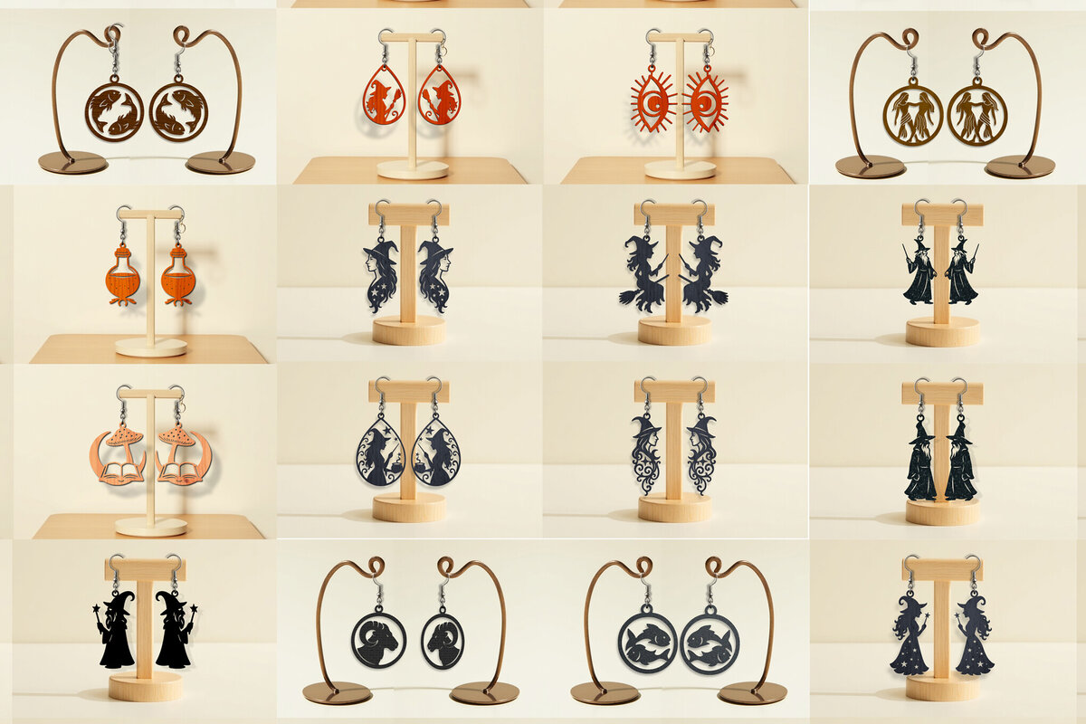 Σετ των 3 Intra απο ξύλο plywood 3mm-4mm πάχος Magical Earring Big Cut  Δίασταση 3x3 cm INTRAFABR-123483032