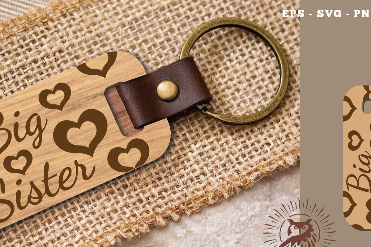 Σετ των 3 Intra απο ξύλο plywood 3mm-4mm πάχος Μπρελόκ Big Sister Cut  Δίασταση 6x6 cm INTRAFABR-115706969