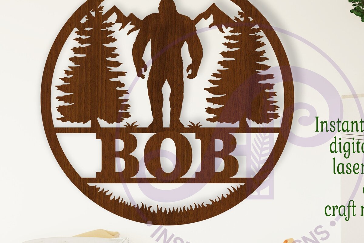 Σετ των 3 Intra απο ξύλο plywood 3mm-4mm πάχος Bigfoot Yeti Name Wall Art SV, Δίασταση 10x10 cm INTRAFABR-112592547