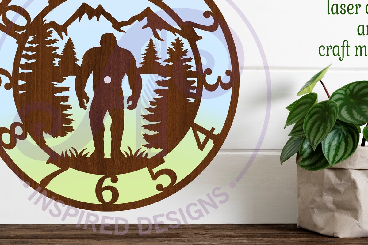 Σετ των 3 Intra απο ξύλο plywood 3mm-4mm πάχος κοπής με λέιζερ Bigfoot, Yeti Wall Clock Δίασταση 8x8 cm INTRAFABR-110539419
