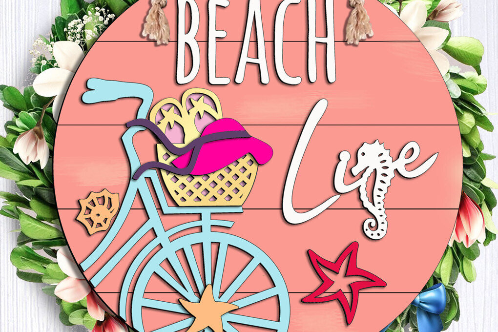 Σετ των 3 Intra απο ξύλο plywood 3mm-4mm πάχος Bike Beach Life Summer Door Hanger Ocean Δίασταση 10x10 cm INTRAFABR-105822350