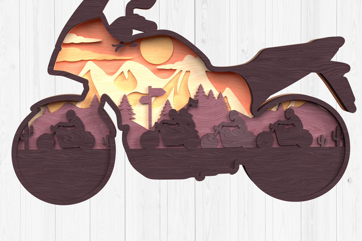 Intra απο ξύλο plywood 3mm-4mm πάχος αποκοπής Landscape Group Biker Group Δίασταση 30x20 cm INTRAFABR-120349219