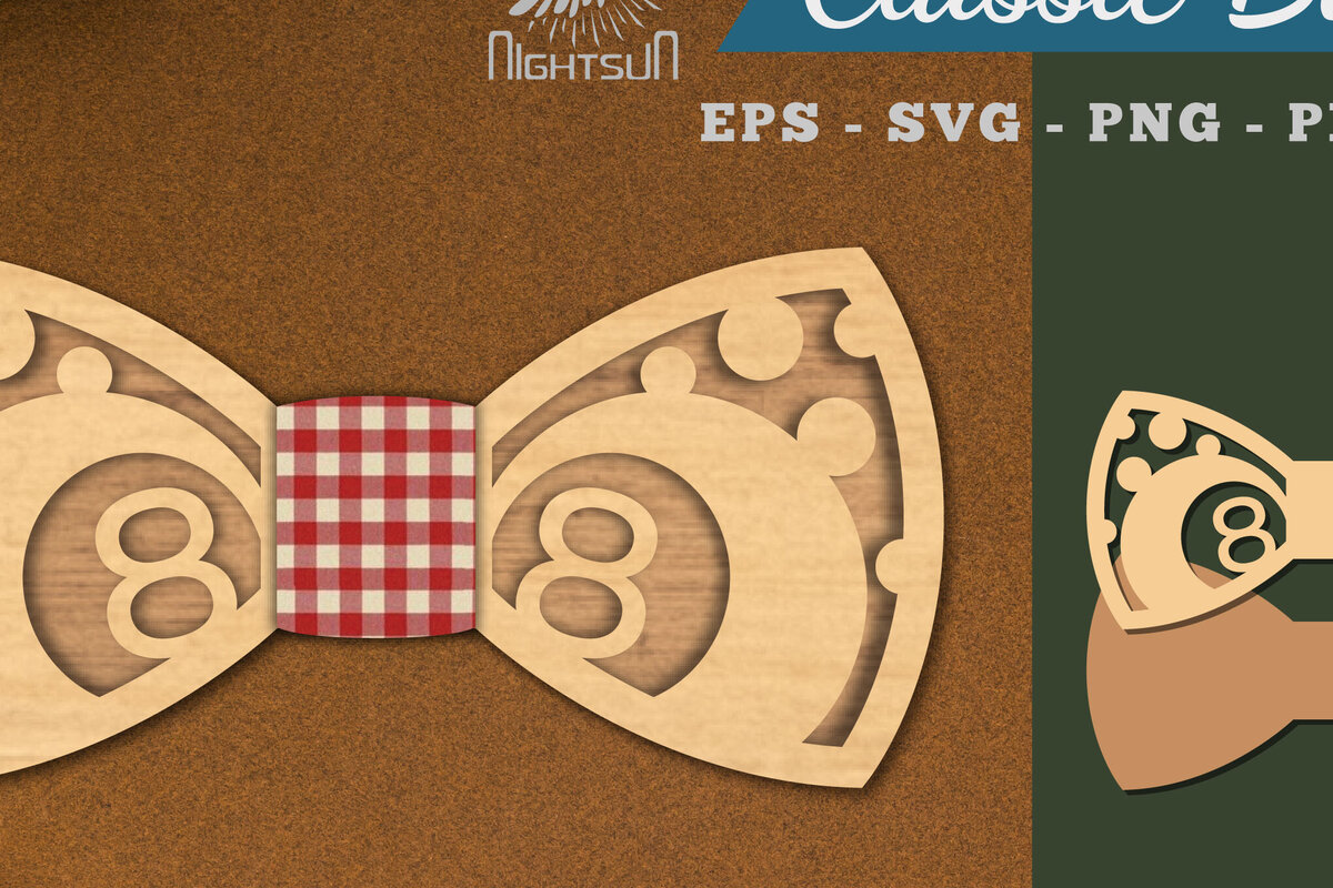 Σετ των 2 Intra απο ξύλο plywood 3mm-4mm πάχος Παπιγιόν με λέιζερ μπάλα μπιλιάρδου Δίασταση 15x15 cm INTRAFABR-112552552