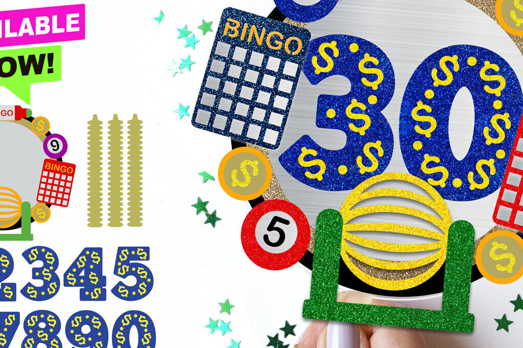 Σετ των 2 Intra απο ξύλο plywood 3mm-4mm πάχος Bingo Cake Topper 3D Δίασταση 15x15 cm INTRAFABR-119985719