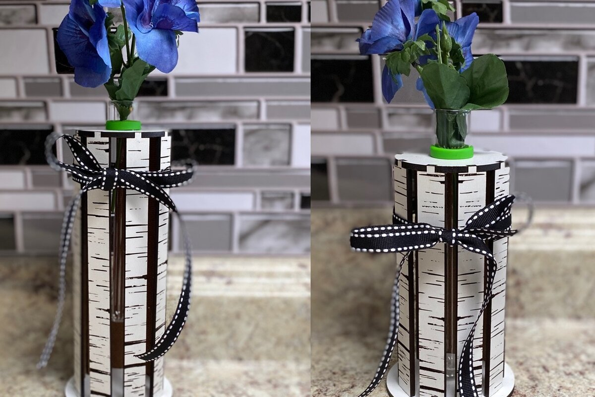 Intra απο ξύλο plywood 3mm-4mm πάχος Βάζο σημύδας πολλαπλασιασμού  Δίασταση 30x20 cm INTRAFABR-28121584