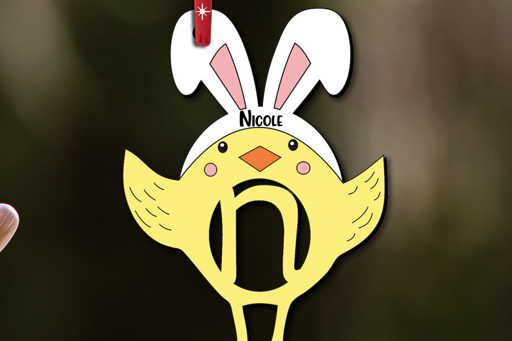 Σετ των 3 Intra απο ξύλο plywood 3mm-4mm πάχος Πουλί Πασχαλινό γράμμα N Κοτόπουλο Καλάθι Δίασταση 8x8 cm INTRAFABR-112719197