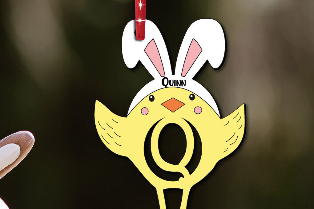 Σετ των 3 Intra απο ξύλο plywood 3mm-4mm πάχος Πουλί Πασχαλινό γράμμα Q Όνομα καλαθιού κοτόπουλου Δίασταση 8x8 cm INTRAFABR-112719337