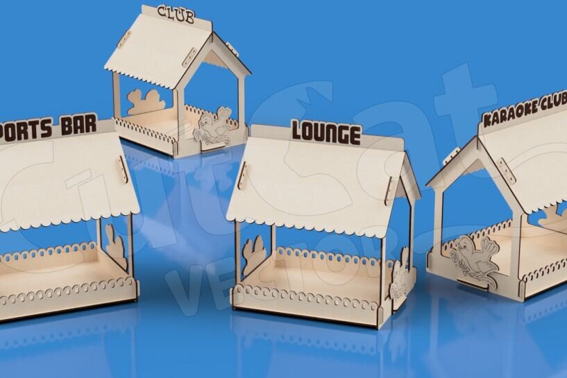 Intra απο ξύλο plywood 3mm-4mm πάχος Τροφοδότης πουλιών με αστείες επιγραφές Δίασταση 15x15 cm INTRAFABR-119312670