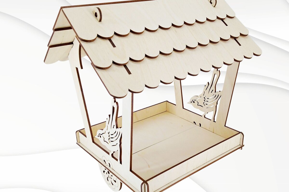 Σετ των 2 Intra απο ξύλο plywood 3mm-4mm πάχος Ταΐστρες πουλιών διάνυσμα μοτίβο κοπής με λέιζερ. Δίασταση 15x15 cm INTRAFABR-30512860