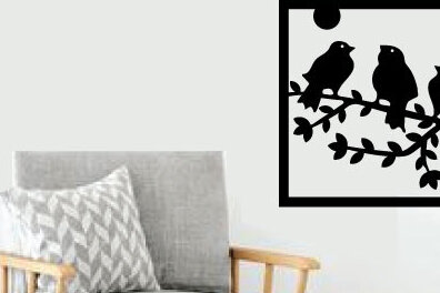 Intra απο ξύλο plywood 3mm-4mm πάχος Bird Flower  Μεταλλικός τοίχος Art Bird Δίασταση 40x40 cm INTRAFABR-75475315