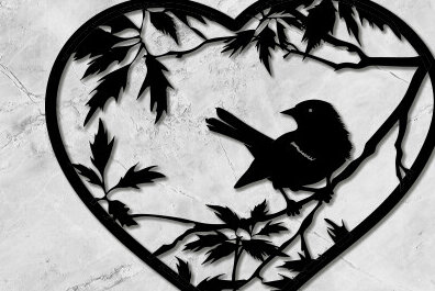 Σετ των 2 Intra απο ξύλο plywood 3mm-4mm πάχος Bird in Heart Δίασταση 15x15 cm INTRAFABR-101005537