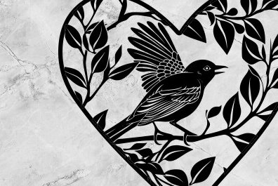 Σετ των 2 Intra απο ξύλο plywood 3mm-4mm πάχος Bird in Heart Δίασταση 15x15 cm INTRAFABR-101006882