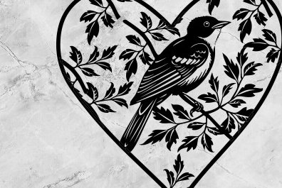 Σετ των 2 Intra απο ξύλο plywood 3mm-4mm πάχος Bird in Heart Δίασταση 15x15 cm INTRAFABR-101007174