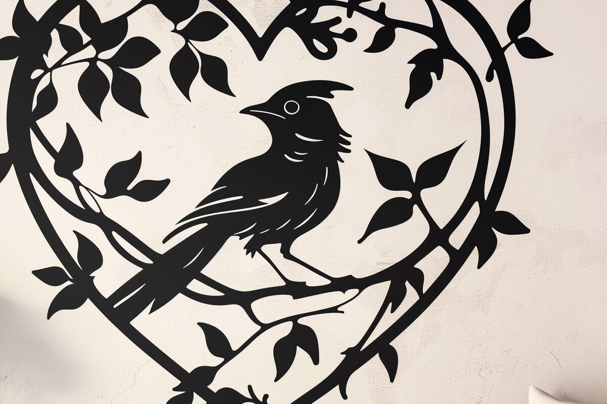 Σετ των 3 Intra απο ξύλο plywood 3mm-4mm πάχος Bird in Heart Decor τοίχου με λέιζερ Δίασταση 4x4 cm INTRAFABR-99033711