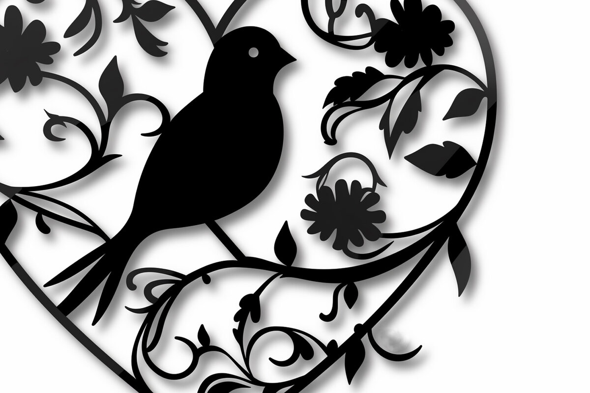 Σετ των 3 Intra απο ξύλο plywood 3mm-4mm πάχος Bird in Heart Decor τοίχου με λέιζερ Δίασταση 4x4 cm INTRAFABR-99035439