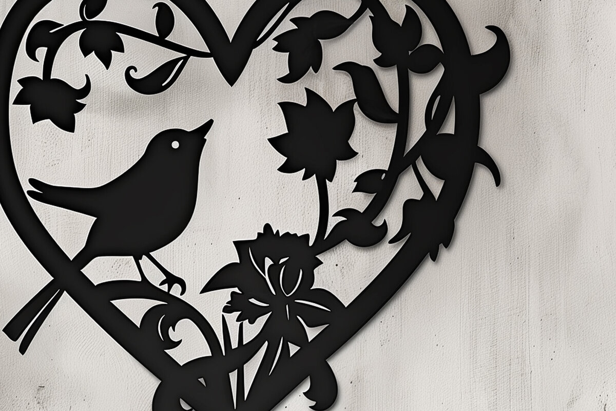 Σετ των 3 Intra απο ξύλο plywood 3mm-4mm πάχος Bird in Heart Decor τοίχου με λέιζερ Δίασταση 4x4 cm INTRAFABR-99137036